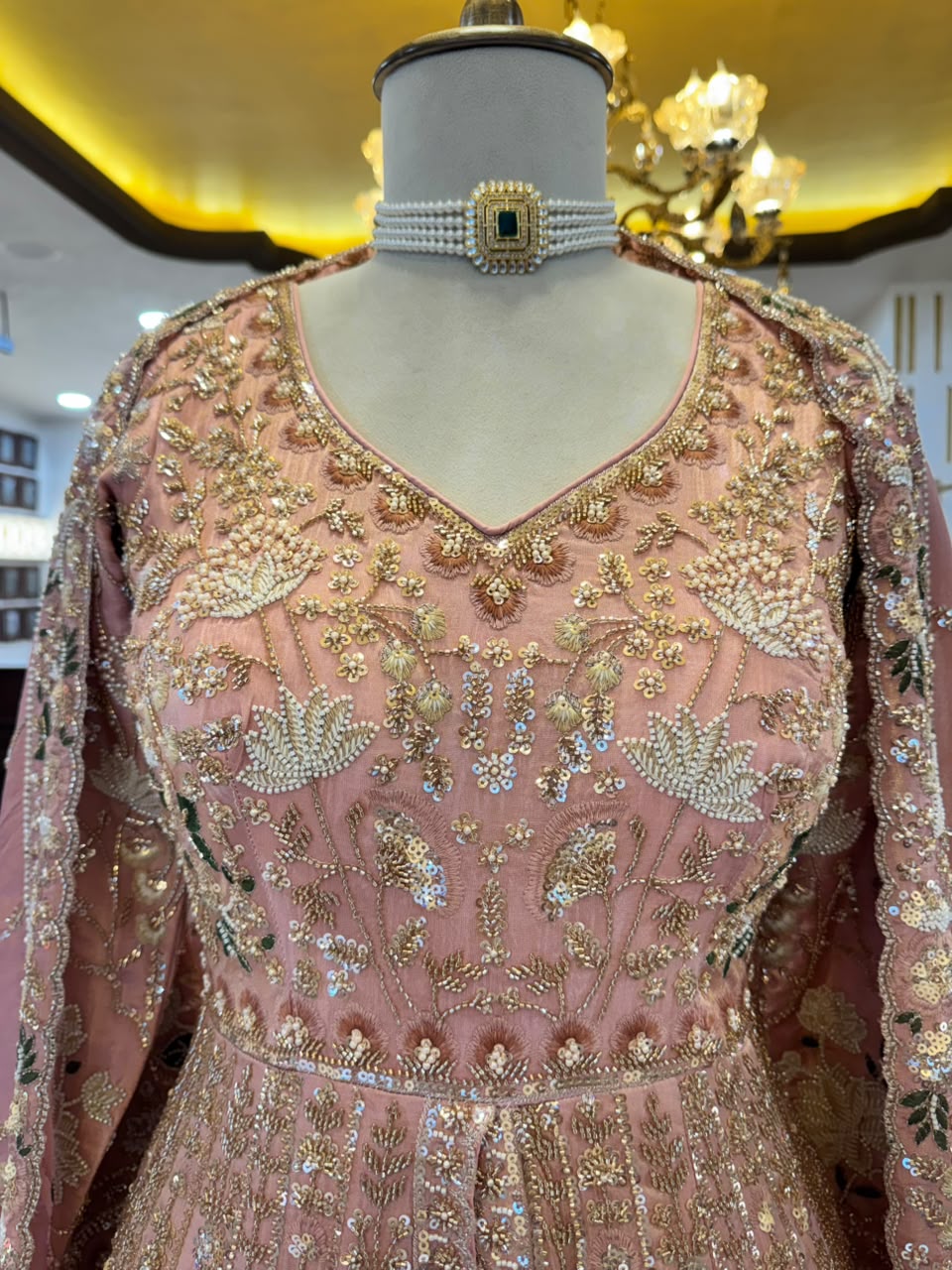 Royal Dusty Rose Embroidered Silk Anarkali Suit