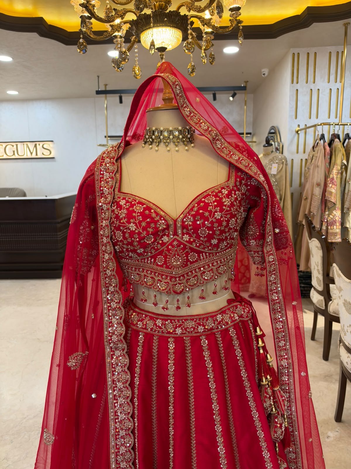 Red & Gold Embroidered Bridal Lehenga Set