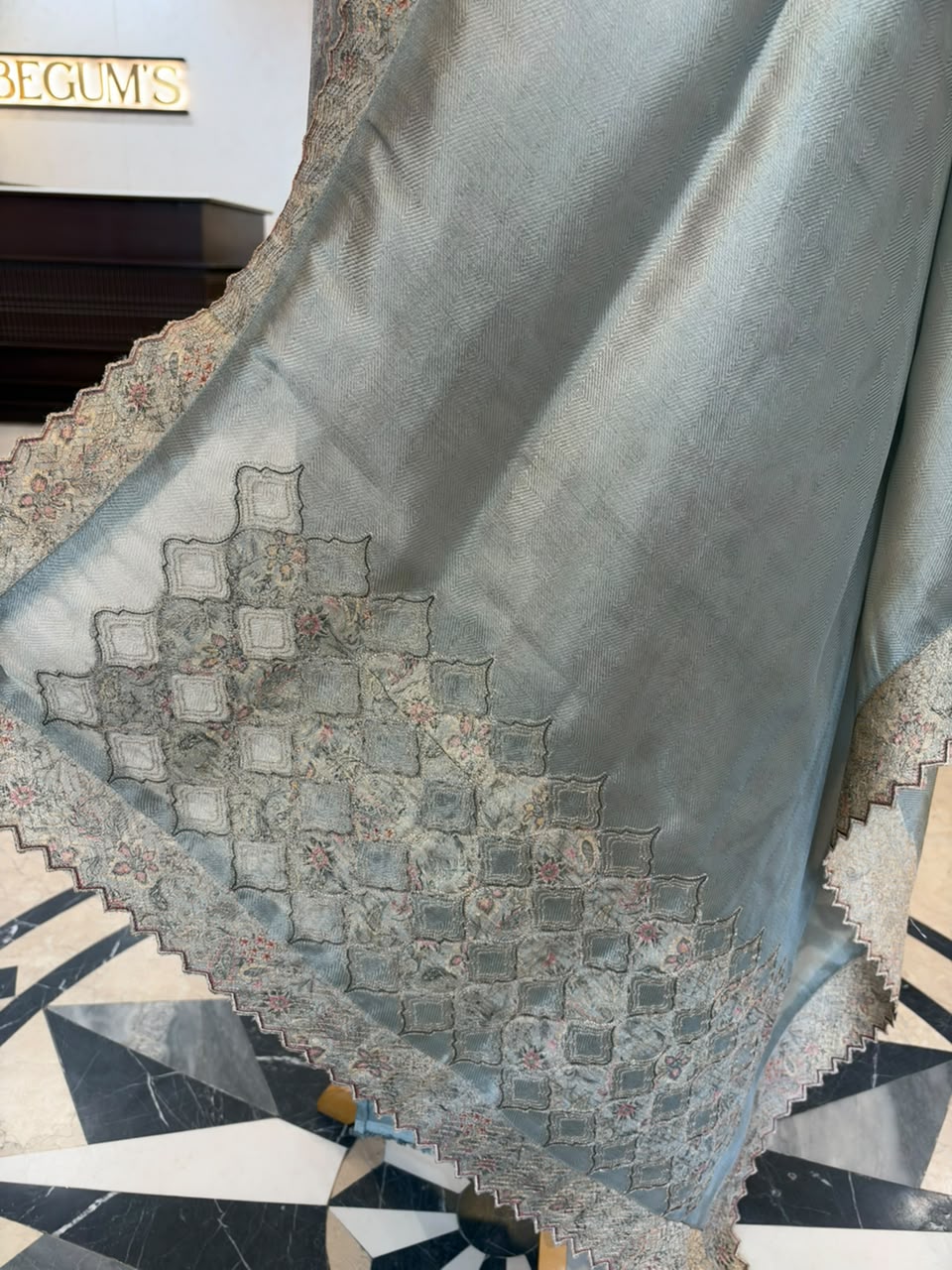Powder Blue Embroidered & Printed Festive Suit Set
