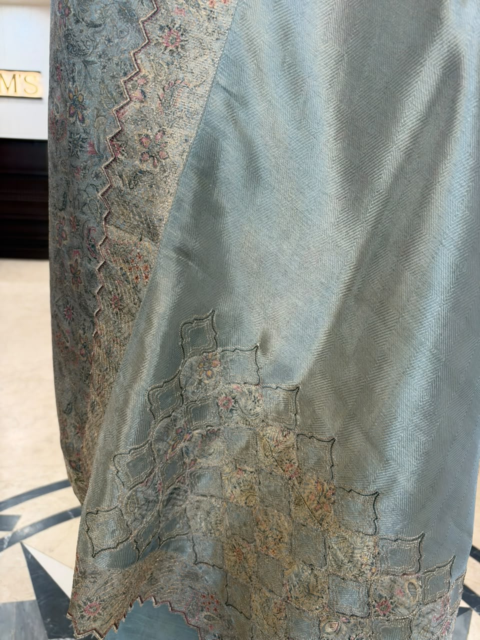 Powder Blue Embroidered & Printed Festive Suit Set