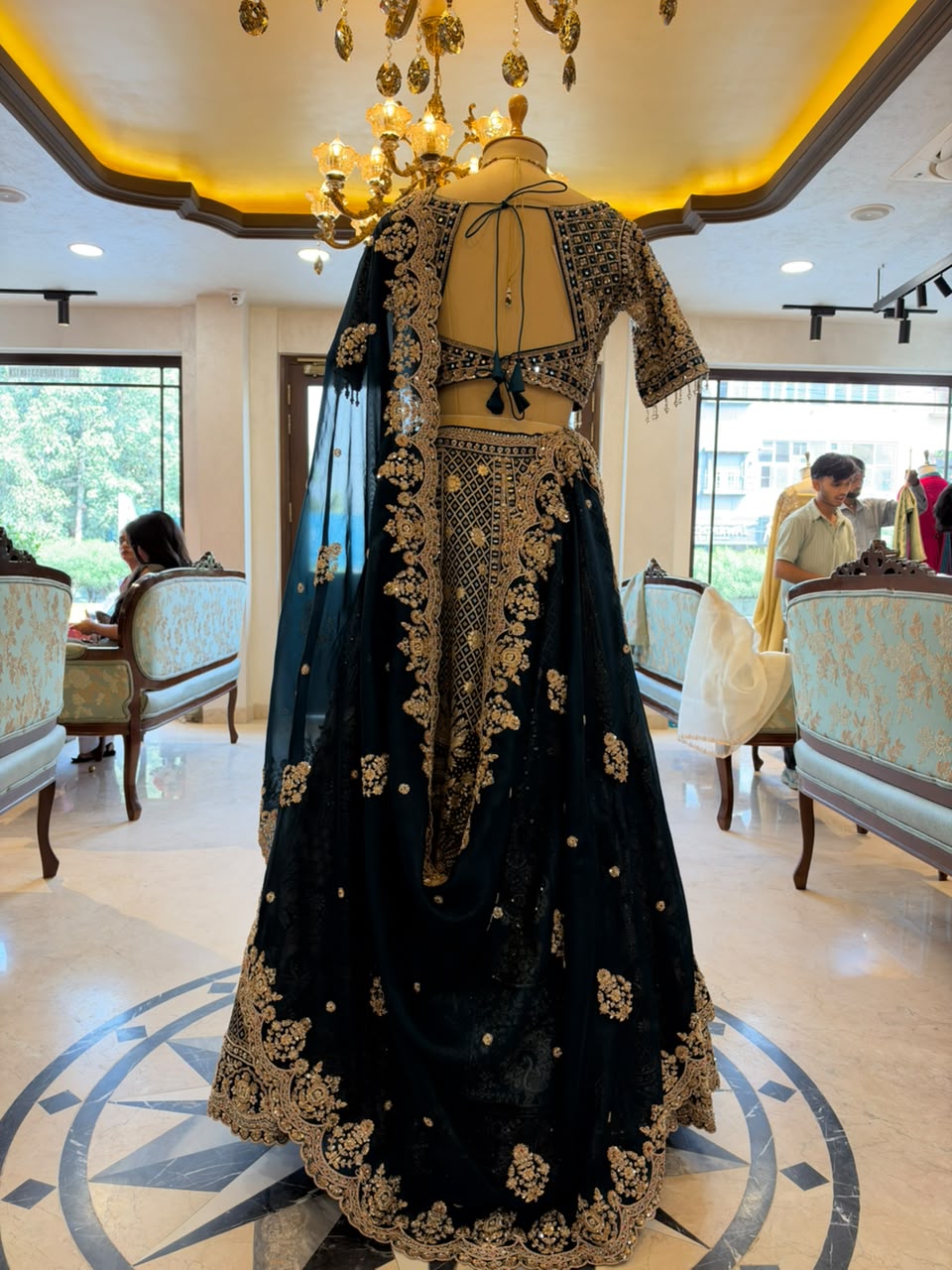 Peacock Blue Maheshwari Silk Embroidered Bridal Lehenga Set