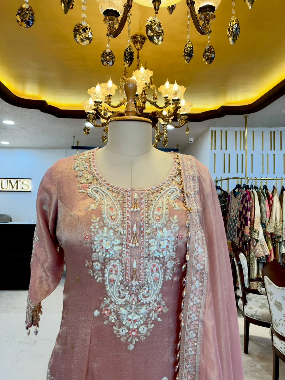 Blush Pink Tissue Silk Embroidered Sharara Set