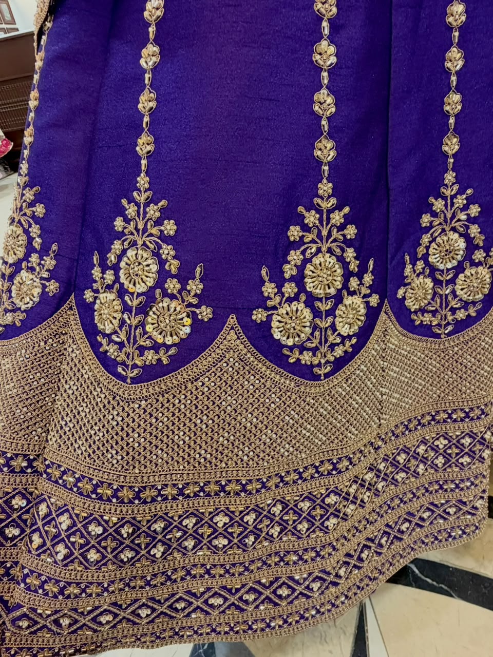 Royal Purple Embroidered Bridal Lehenga Set