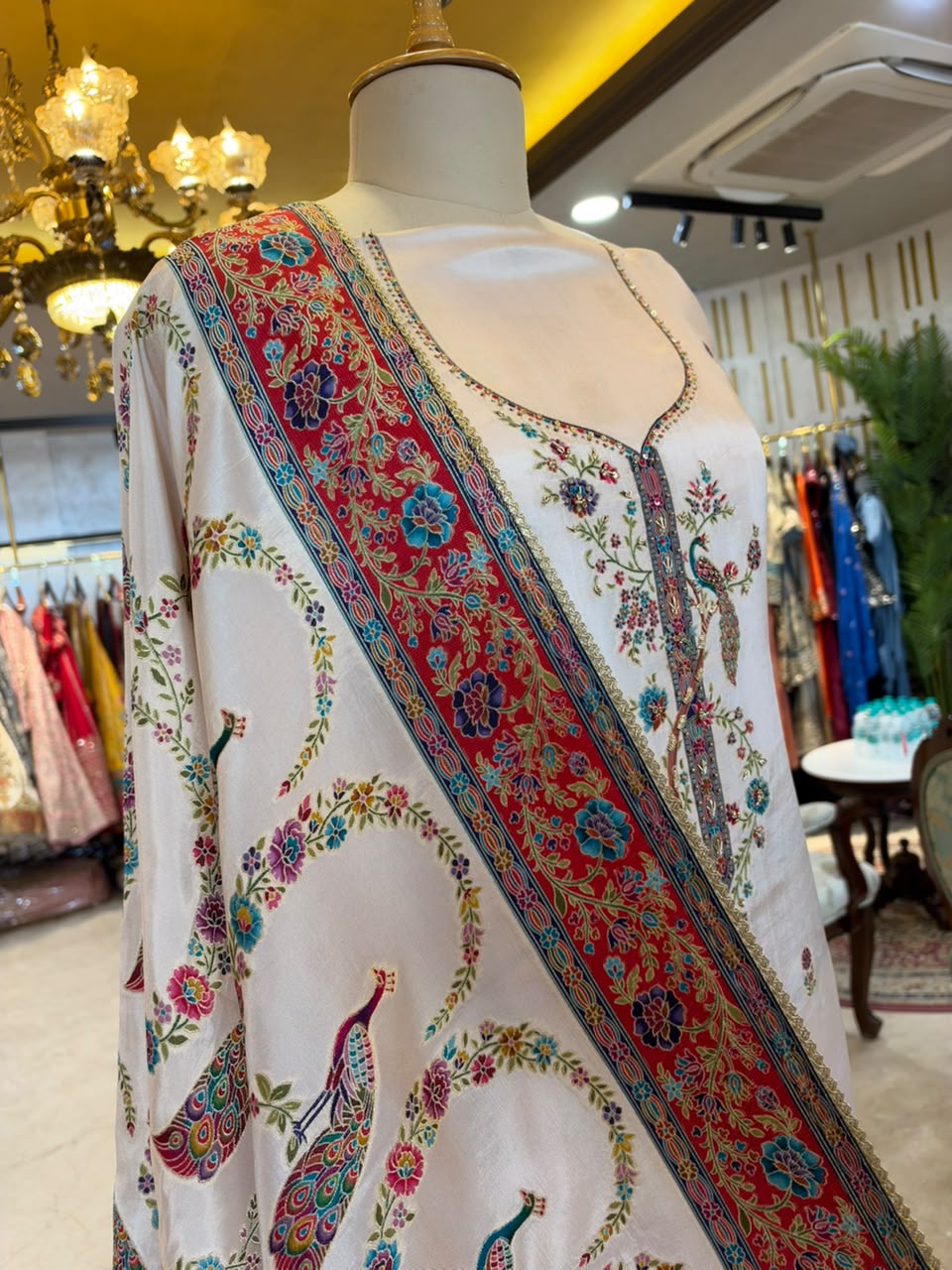 Ivory White Embroidered Ensemble