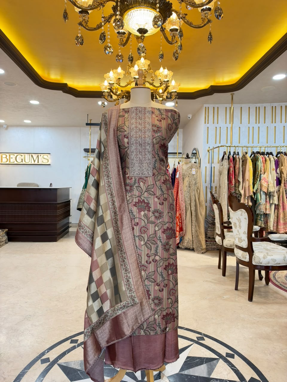 Dusty Mauve Embroidered Ensemble