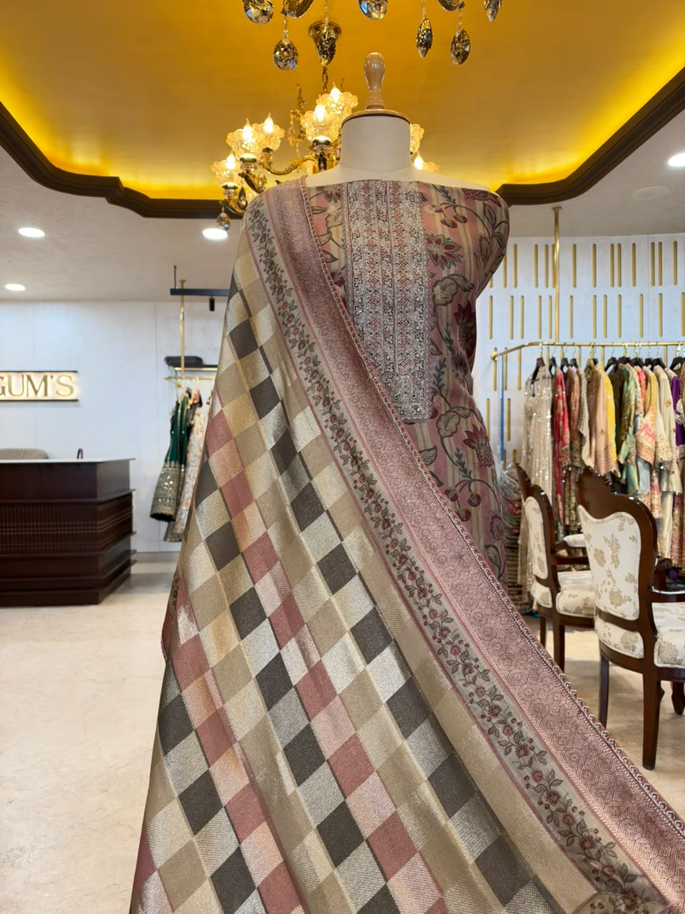 Dusty Mauve Embroidered Ensemble