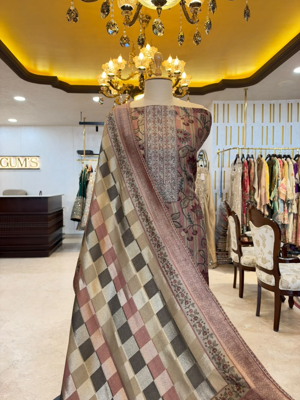 Dusty Mauve Embroidered Ensemble