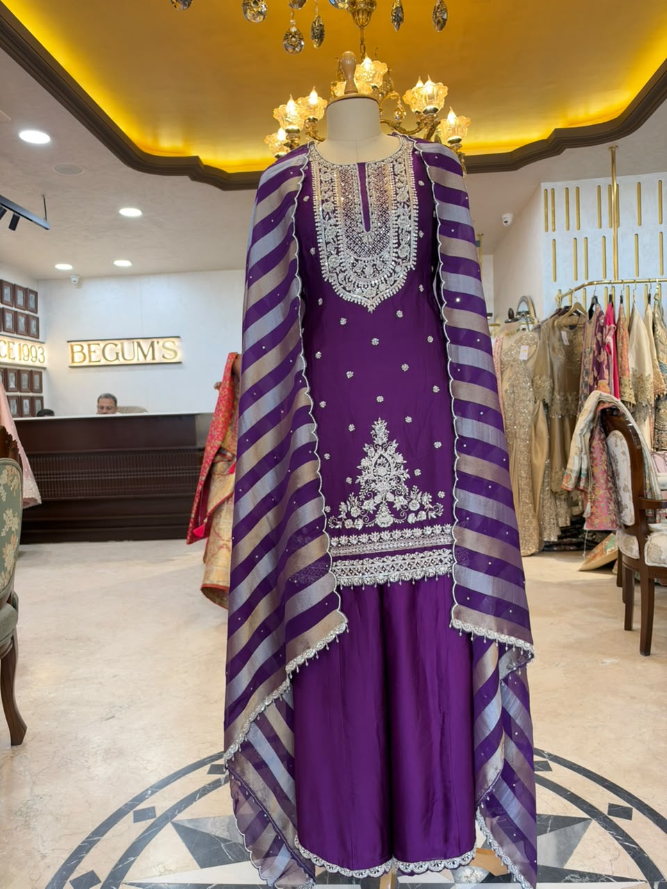 Royal Purple Embroidered Ensemble