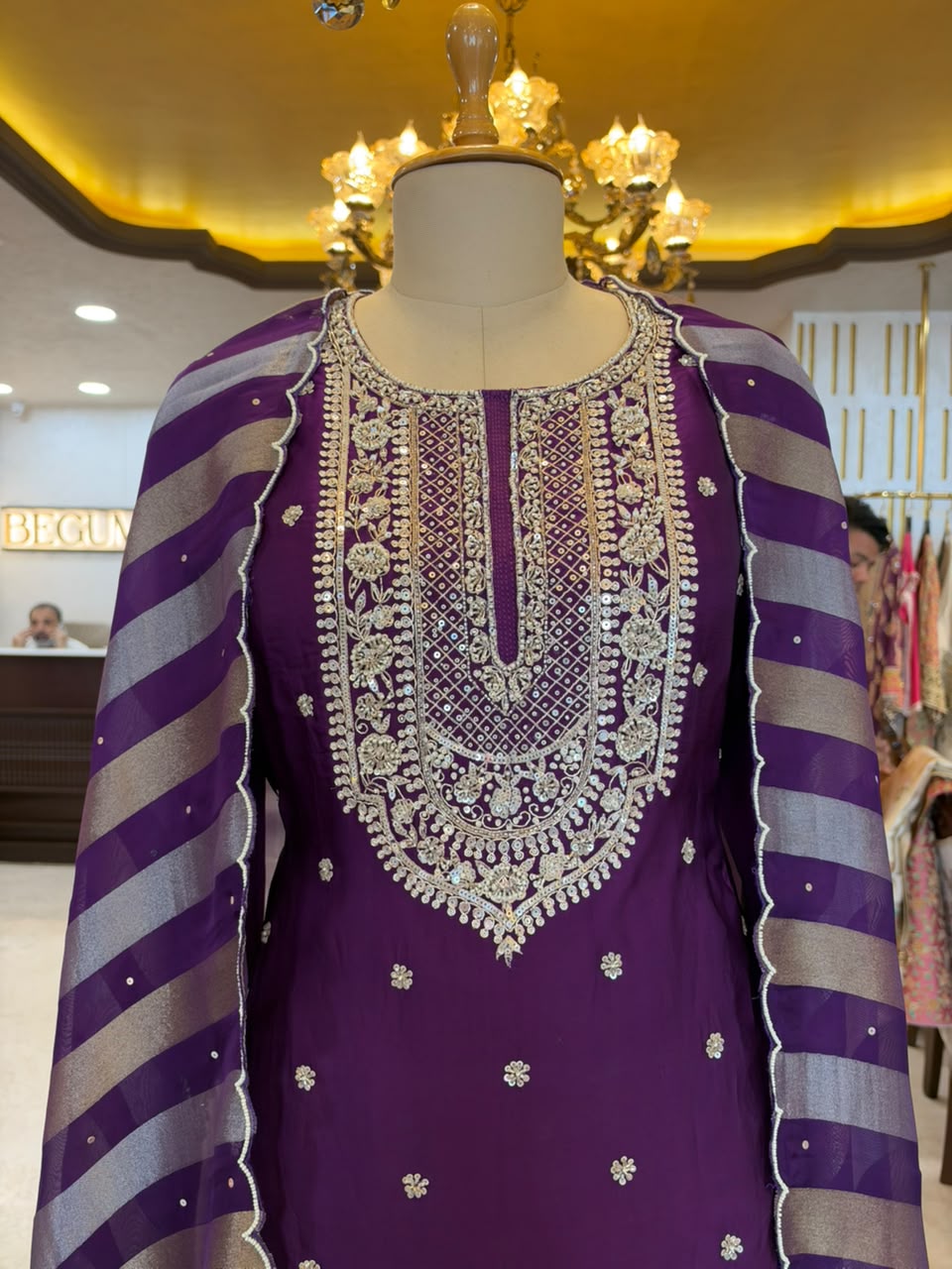 Royal Purple Embroidered Ensemble