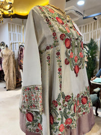 Regal Ivory & Red Embroidered Choga & Farshi Set