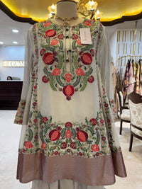Regal Ivory & Red Embroidered Choga & Farshi Set