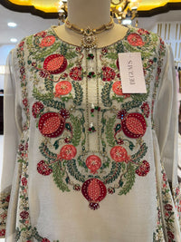 Regal Ivory & Red Embroidered Choga & Farshi Set
