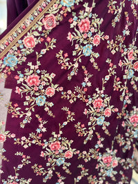 Deep Wine Parsi Work Embroidered Anarkali Suit