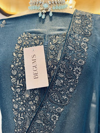 Deep Teal Tissue Silk Ensemble