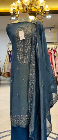 Deep Teal Tissue Silk Ensemble
