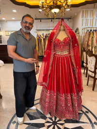 Red & Gold Embroidered Bridal Lehenga Set