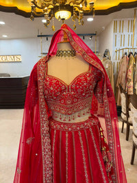 Red & Gold Embroidered Bridal Lehenga Set