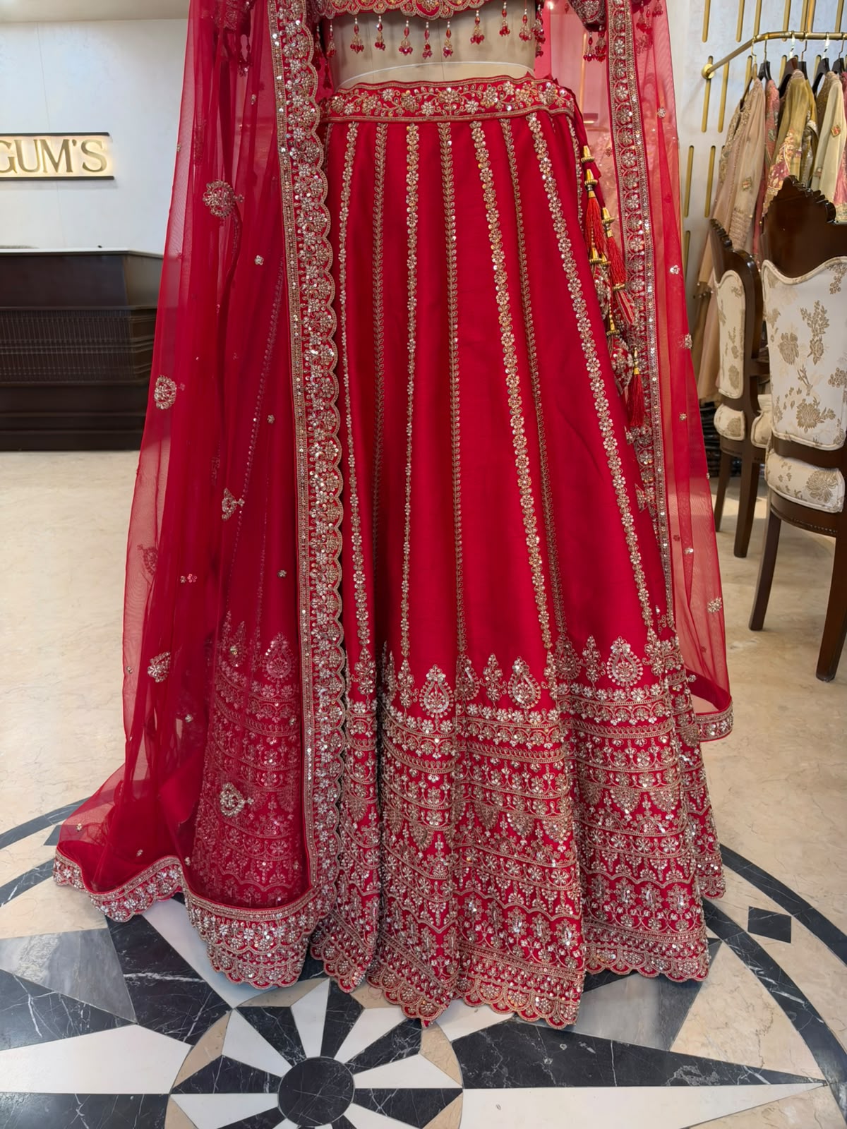 Red & Gold Embroidered Bridal Lehenga Set