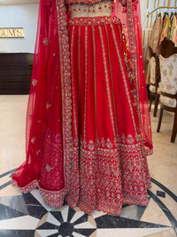 Red & Gold Embroidered Bridal Lehenga Set