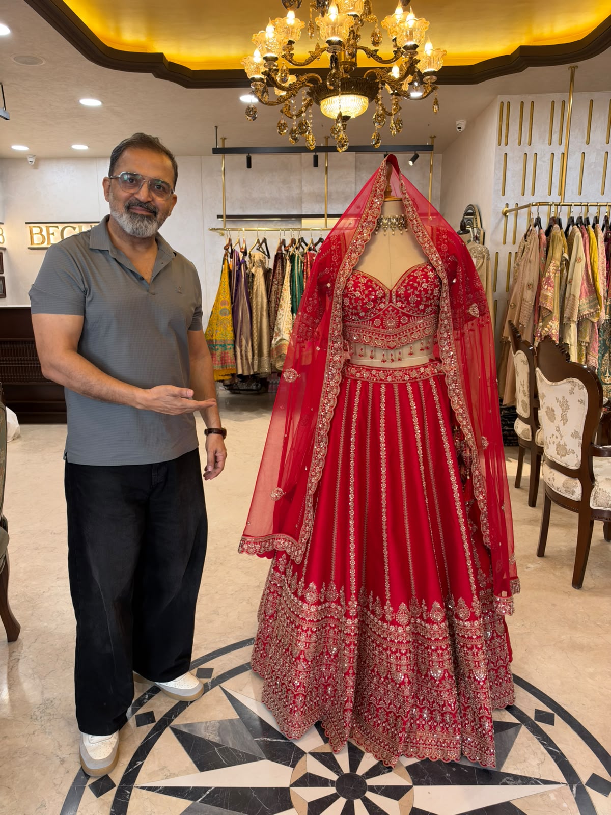 Red & Gold Embroidered Bridal Lehenga Set