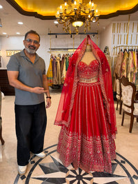 Red & Gold Embroidered Bridal Lehenga Set