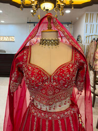 Red & Gold Embroidered Bridal Lehenga Set