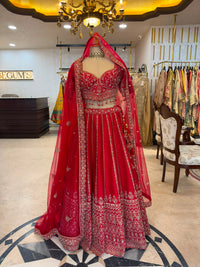Red & Gold Embroidered Bridal Lehenga Set