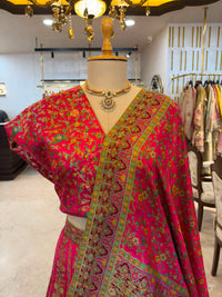Magenta Pink Satin Silk Khaddi Weave Saree Set