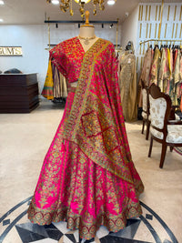 Magenta Pink Satin Silk Khaddi Weave Saree Set