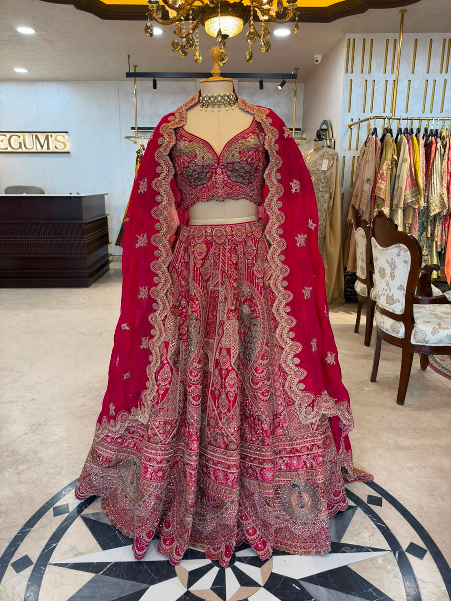 Vibrant Deep Pink Silk & Net Bridal Anarkali Suit Set