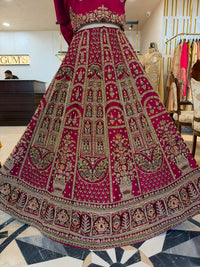 Deep Maroon Pure Raw Silk & Net Bridal Anarkali Suit Set