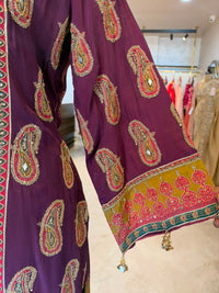 Purple & Teal Embroidered Farshi Salwar Suit Set