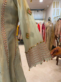 Sage Green Embroidered Choga Set