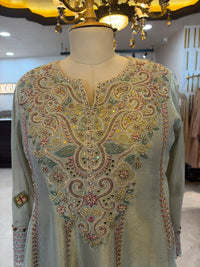 Sage Green Embroidered Choga Set