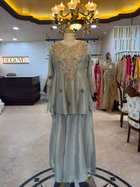 Sage Green Embroidered Choga Set