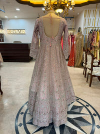 Dusty Pink Embroidered Anarkali & Lehenga Set
