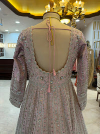 Dusty Pink Embroidered Anarkali & Lehenga Set