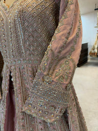 Dusty Pink Embroidered Anarkali & Lehenga Set
