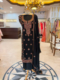 Black Floral Embroidered Festive Suit Set