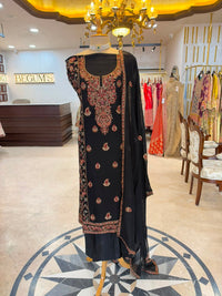 Black Floral Embroidered Festive Suit Set