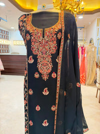Black Floral Embroidered Festive Suit Set