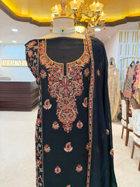 Black Floral Embroidered Festive Suit Set