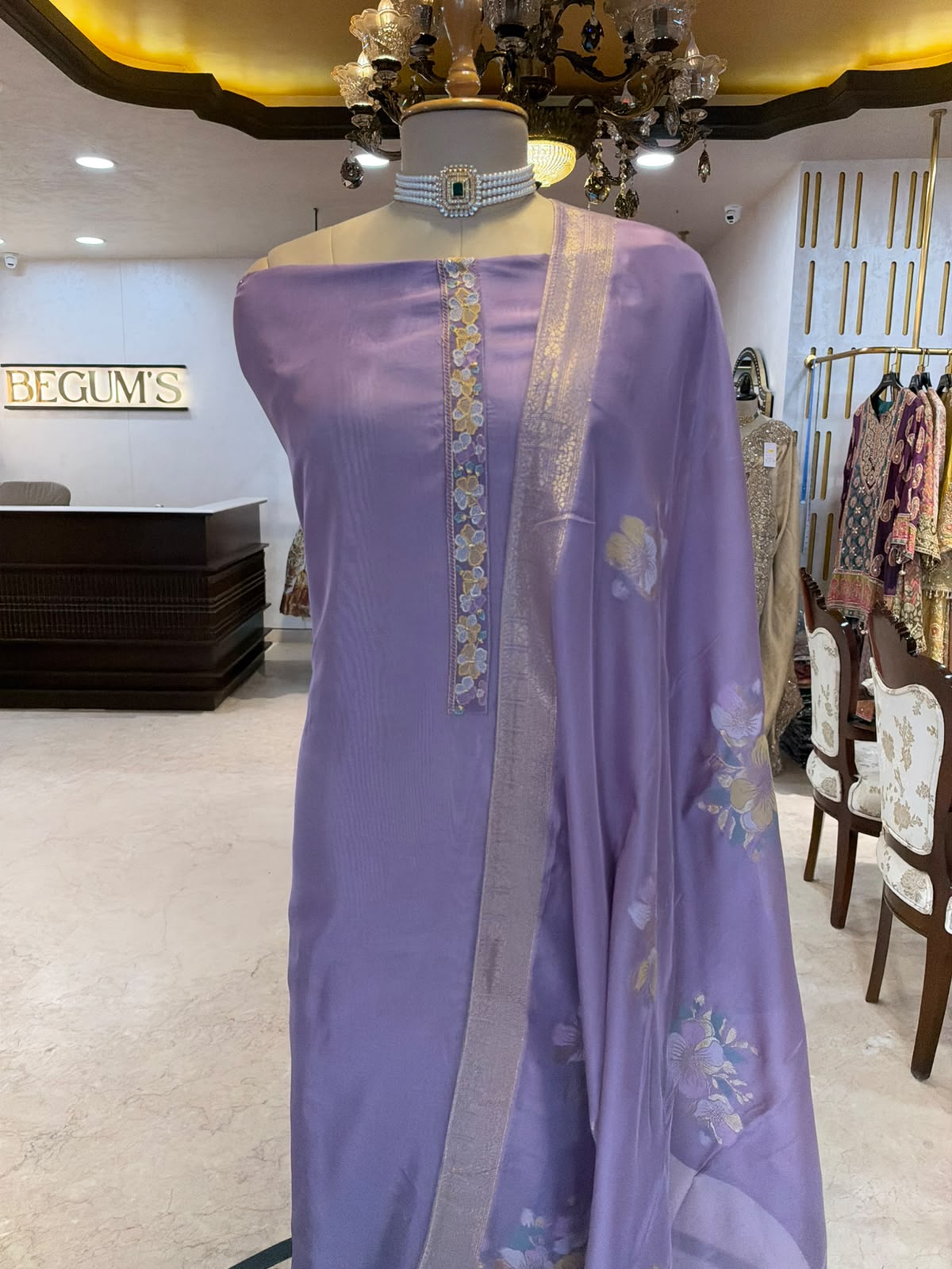 Lavender Khaddi Weave Festive Suit Set