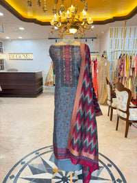 Blue Printed Festive Suit Set