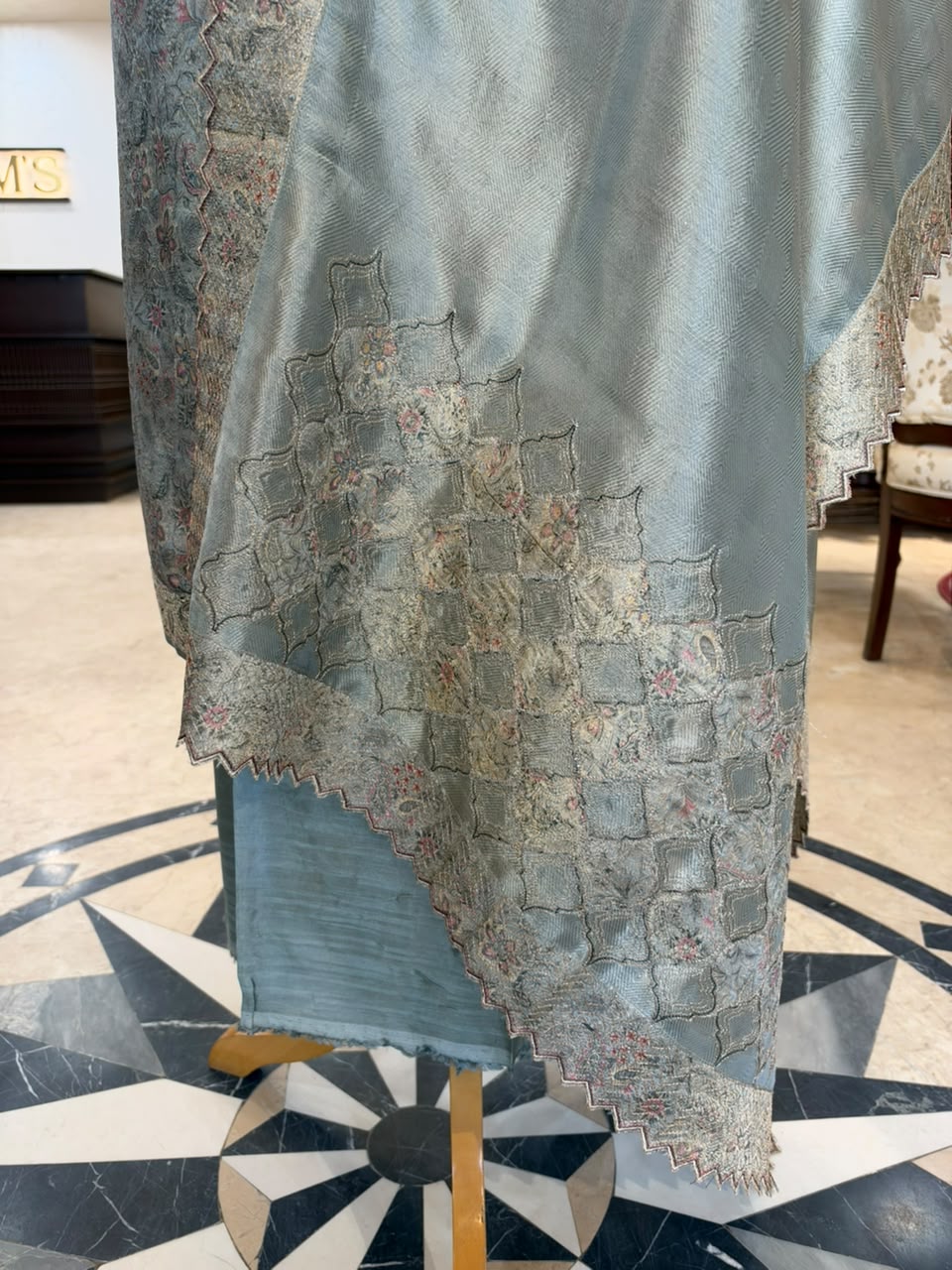 Powder Blue Embroidered & Printed Festive Suit Set