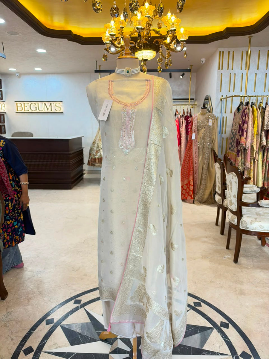 Ivory Embroidered Festive Suit Set