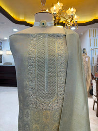 Sage Green & Champagne Embroidered Festive Suit Set