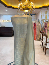 Sage Green & Champagne Embroidered Festive Suit Set