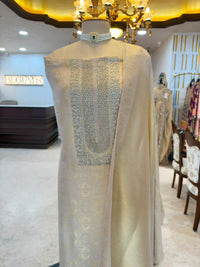 Ivory & Champagne Embroidered Festive Suit Set