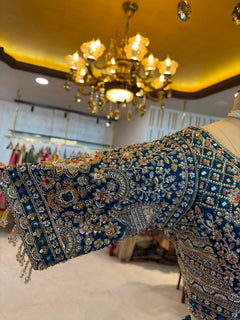 Peacock Blue Maheshwari Silk Embroidered Bridal Lehenga Set